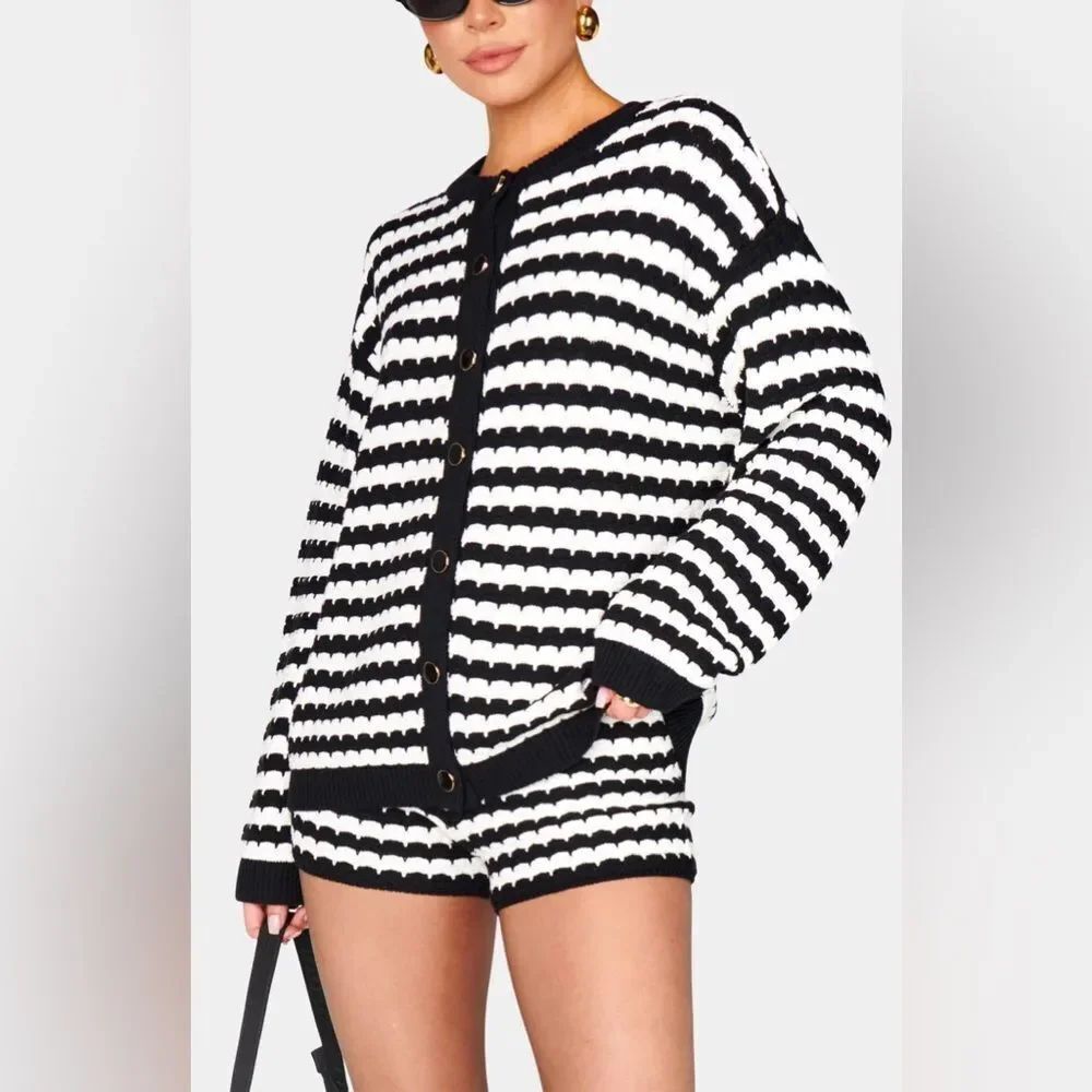 Show Me Your Mumu Women's Inez Cardigan in Black & White Size XS Relaxed Fit